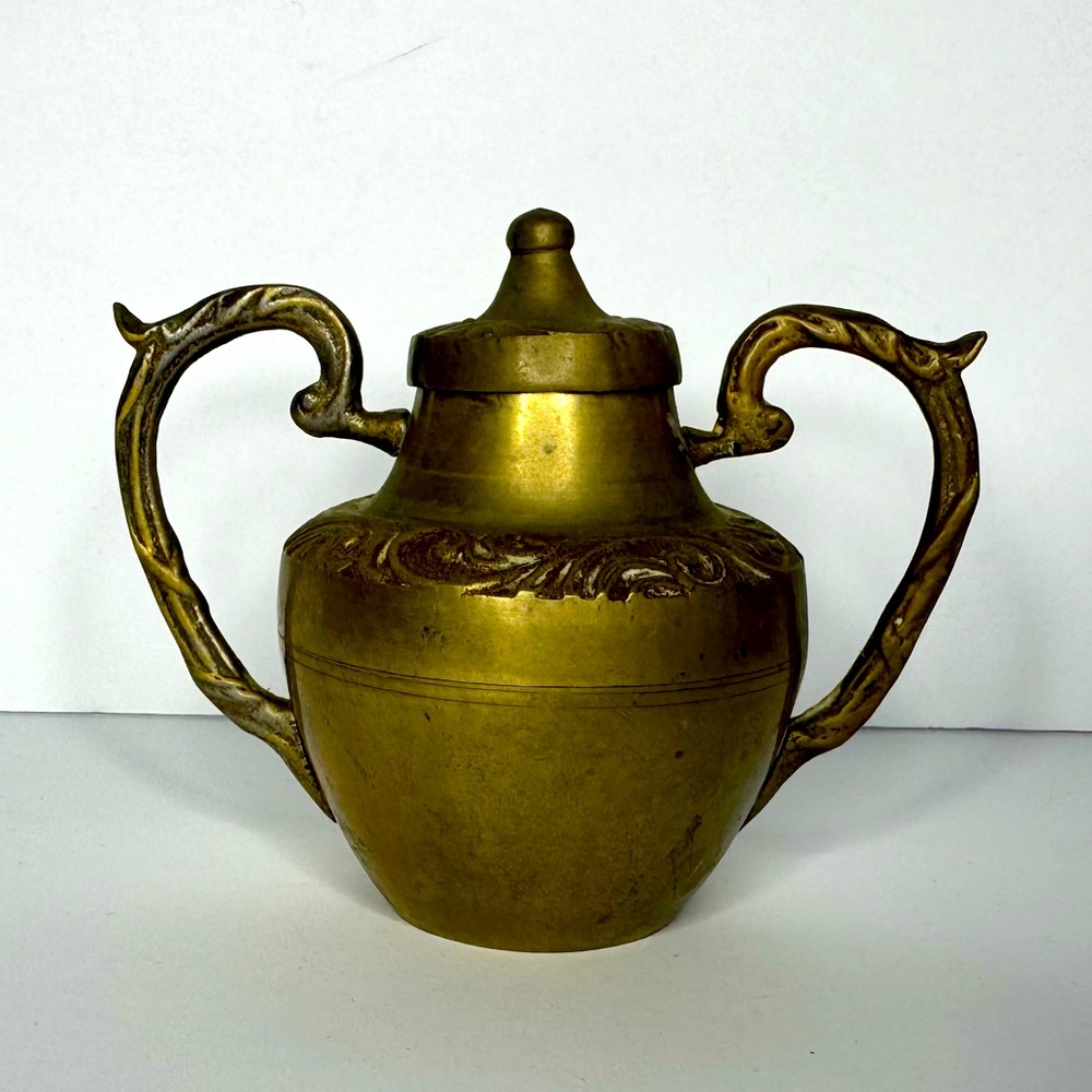 Chinese Brass Sugar Container with Lid‎ Made in Hong Kong